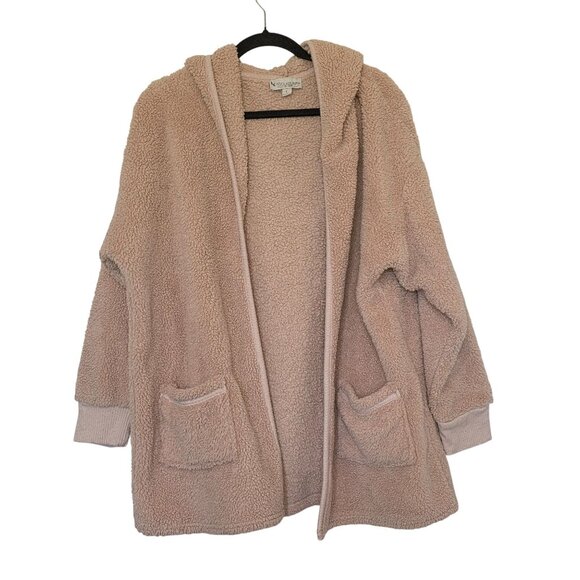 Ugg Koolaburra Womens Cardigan Large Pink Hooded Open Jacket Pockets Laganlook - Picture 1 of 6